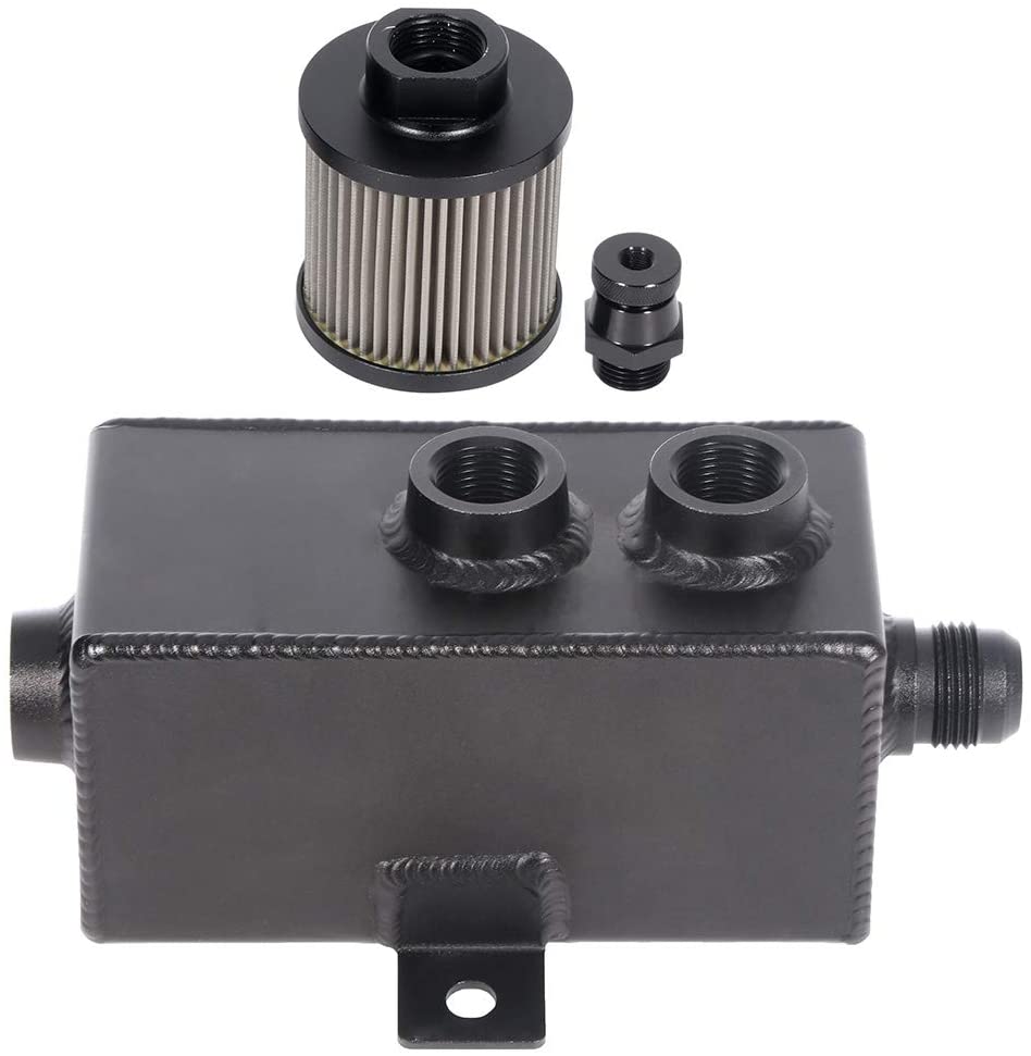 Ineedup 1L Oil Catch Can Drain Tap Universal Aluminum Black Fit for Acura/Honda