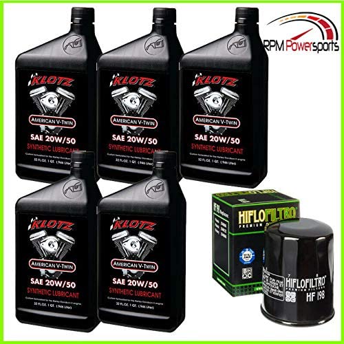 RPM Klotz HiFlo Complete Oil Change Kit Synthetic 20W50 5 Quarts Victory