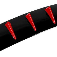 Rear Diffuser Compatible With Universal Cars | 23" x6" V1 Style Gloss Black w/Red Fins ABS Aftermarket Replacement Parts Rear Splitter 5 Fins by IKON MOTORSPORTS