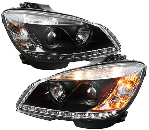 Spyder Auto PRO-YD-MBW20408-DRL-BK Mercedes Benz C-Class W204 Black DRL LED Projector Headlight