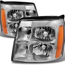 For Cadillac Escalade Chrome Clear HID Xenon Type Headlights Front Lamps Replacement Left + Right Pair