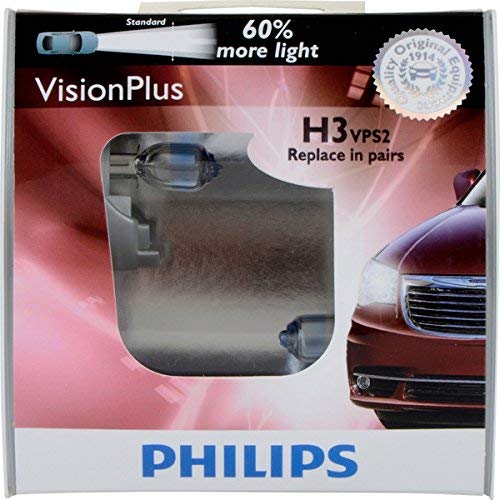 Philips H3 VisionPlus Headlight/Fog Light Bulb, Pack of 2