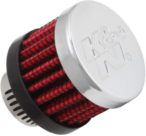 K&N 62-2480 Vent Air Filter / Breather: Vent Air Filter/ Breather; 0.55 in (14 mm) Flange ID; 1.125 in (29 mm) Height; 1.375 in (35 mm) Base; 1.375 in (35 mm) Top