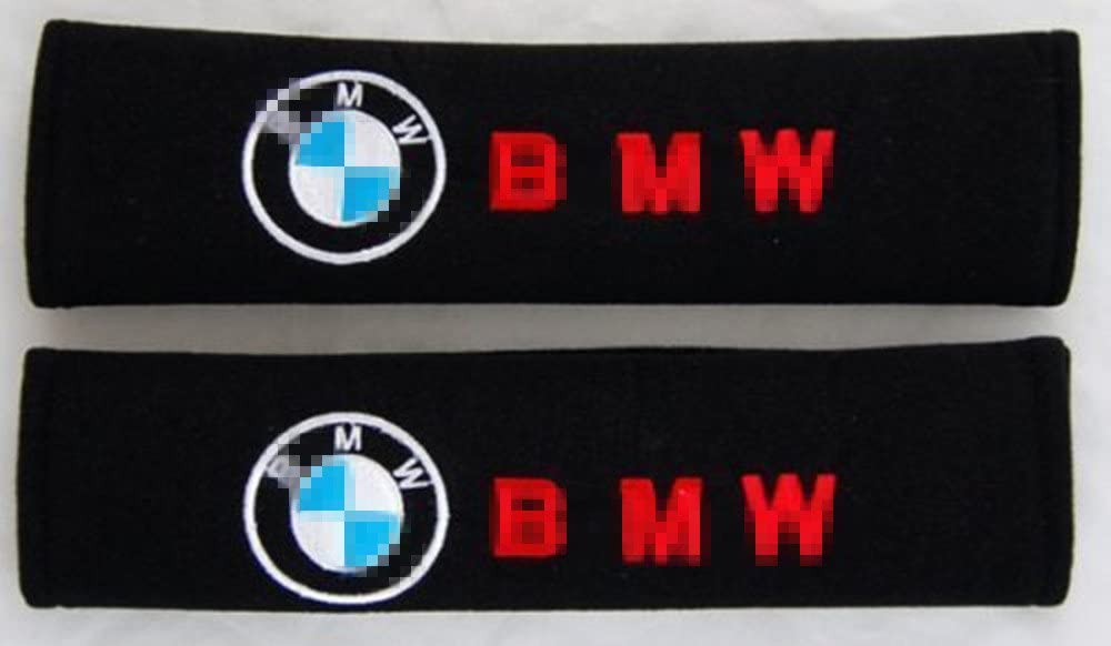 Amooca BMW Seat Belt Cover Shoulder Pad (Red Lettering)