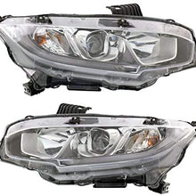 Koolzap For 16-19 Civic Front Headlight Headlamp Halogen Head Light w/Bulb Set Pair