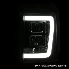 For 2011-2016 Ford F250 F350 F450 F550 Superduty LED Tube Black Projector Headlights Driver+Passenger Pair