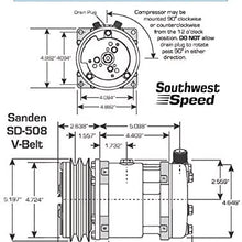 NEW SOUTHWEST SPEED POLISHED SANDEN SD-508 VINTAGE AIR CONDITIONER COMPRESSOR WITH 2 GROOVE V-BELT PULLEY FOR 84-90 JEEP CJ7 WRANGLER CHEROKEE, 1984 1985 1986 1987 1988 1989 1990