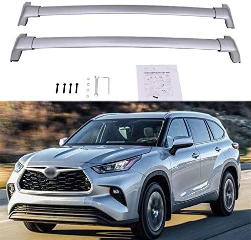 Silver Cross Bars Roof Racks fit for 2020 2021 Toyota Highlander XLE & Limited & Platinum,(Model with Factory Side Rails)