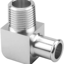 Tickas Heater Hose Fitting Water Pump,90 Degree Chrome Intake Manifold Fitting 5/8" Hose To 1/2"