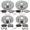 Power Stop K4068 Front and Rear Z23 Carbon Fiber Brake Pads with Drilled & Slotted Brake Rotors Kit