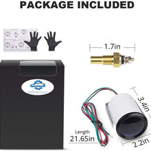 WATERWICH Oil Temp Temperature Gauge Kit Includes Electronic Sensor-Black Dial 40-150 Celsius 2-1/16" 52mm DC12V Universal for Car Truck Vehicle Automotive
