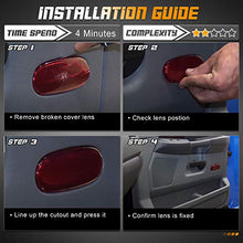 HERCOO Door Panel Reflector Interior Door Reflectors Red Front Reflector Light Cover Compatible with Dodge Ram 1500 2500 3500 Ram 4500 5500 2008-2009 Dodge Durango Chrysler Aspen 2007-2009