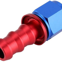 AN8 Oil Line Hose End AN8 Straight 45 90 180 Degree Push On Twist Lock Oil Gas Fuel Line Hose End Male Fitting Blue and Red Color Anodized(0Degree)