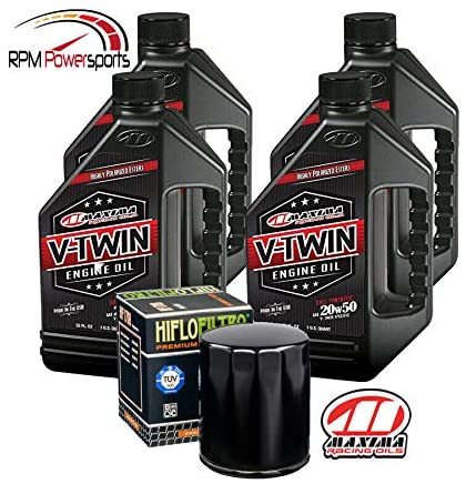 RPM Maxima HiFlo Harley Davidson Oil Change Kit 20W50 Synthetic Engine Oil 4 Quarts