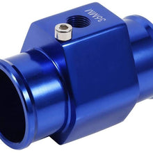 Hlyjoon Blue 36mm/14.17“ Water Temperature Sensor Adapter Aluminum Water Temp Gauge Joint Pipe Fit for 1/8 NPT Threaded Sensor Radiator Hose Adaptor