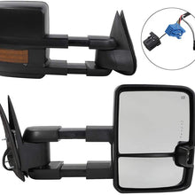 Roadstar Towing Mirrors Compatible With 2003 2004 2005 2006 2007 Chevy Silverado Suburban GMC Sierra Yukon Tow Power Heated Arrow LED Signal Light + Clearance Lamps Side Mirrors