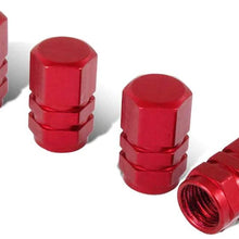 iJDMTOY (4) Tuner Racing Style Red Aluminum Tire Valve Caps (Hexagon Shape)