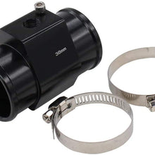 XtremeAmazing Black Aluminum Water Temp Meter Temperature Joint Pipe Radiator Hose Sensor Gauge Adaptor Clamps 38mm