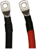 2 AWG Gauge Red + Black Pure Copper Battery Inverter Cables Solar, RV, Car, Boat 12 in 5/16 in Lugs