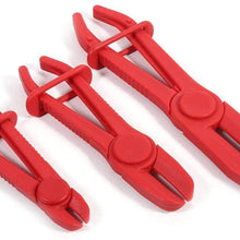 Qiilu 3pcs Line Clamps Flexible Hose Clamps Pliers,Jaw Pinch Pliers - Line Clamps for Brake Hoses, Fuel Hoses, Gas lines, Coolant Hoses, Radiator Hoses, Most Flexible Hoses, Red