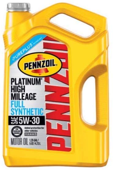 Pennzoil Platinum High Mileage Full Synthetic 5W-30 Motor Oil for Vehicles Over 75K Miles (5-Quart, Single-Pack)