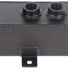 AUTOMUTO Universal Aluminum Racing Oil Catch Can Drain Tap Kit Turbo Reservoir Billet Round 1L Black Oil Catch Tank Fit for Acura/Honda
