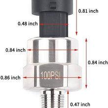 OTUAYAUTO Universal 100PSI Pressure Transducer Sender Solenoid for Oil, Fuel, Air, Water
