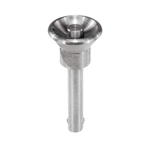 Kipp 03194-2305025 Stainless Steel Ball Lock Pin, Button Head Style, Self-Locking, Natural Finish, 57.5 mm Length, Metric