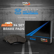 Max Brakes Front & Rear Carbon Metallic Performance Disc Brake Pads TA062153 | Fits: 2006 06 2007 07 2008 08 2009 09 2010 10 Ford Fusion