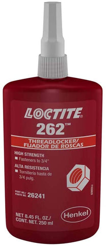 262 Series High-Strength Threadlocker, Red Liquid, 250mL Bottle