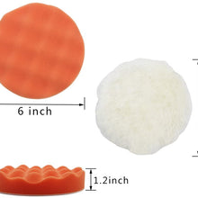 Coceca 7pcs 6 Inches Polishing Pad Kit, Sponge and Wool Polishing Pad Set with M14 Drill Adapter
