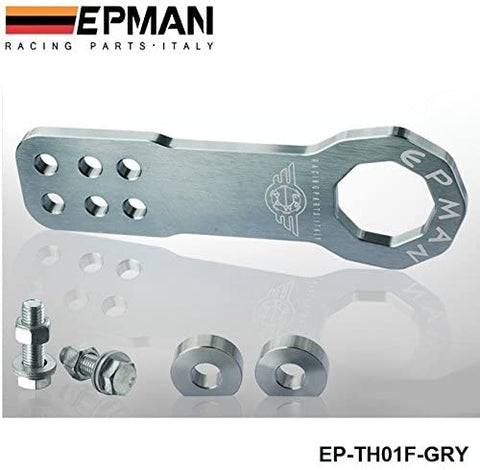 EPMAN Universal All Model Car Trailer Hook Aluminum Tow hook Towing Racing Front (Grey)