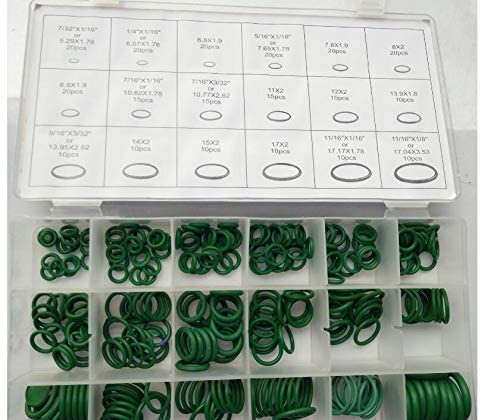 270Pcs/18 Sizes Rubber O-Ring Sealing Gasket Washer Seal Assortment Kit for Car Air Conditioning Compressor O-Ring Adhesive