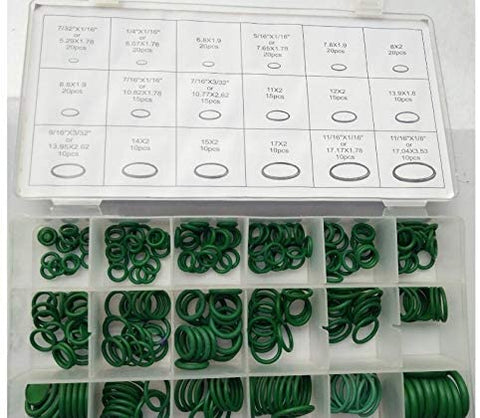 270Pcs/18 Sizes Rubber O-Ring Sealing Gasket Washer Seal Assortment Kit for Car Air Conditioning Compressor O-Ring Adhesive