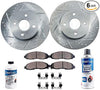 Detroit Axle - Pair (2) Front Drilled and Slotted Disc Brake Kit Rotors w/Ceramic Pads w/Hardware & Brake Kit Cleaner for 1993-1997 Honda Accord - [97 Acura CL 2.2L]