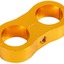 Universal Oil Hose Clamp,Double Hole Tubing Clamp,AN10 Aluminum Alloy Oil Fuel Hose Braided Hose Separator Divider Clamp Car Modification(Golden)