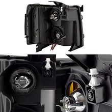 For [Dual LED Halo Ring] 07-13 Silverado Pickup Truck Black Projector Headlights + LED Tail light Set