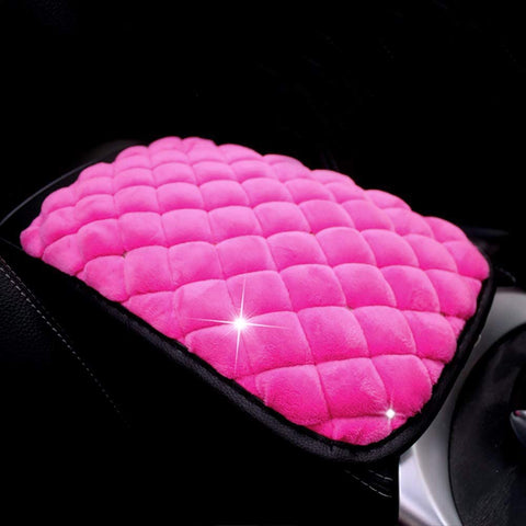 eing Fashion Exquisite Car Armrest Center Console Pad Pure Plush Seat Center Mat Cushion Cover with Bling Diamonds 13.7