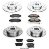 Power Stop K1042 Front and Rear Z23 Carbon Fiber Brake Pads with Drilled & Slotted Brake Rotors Kit