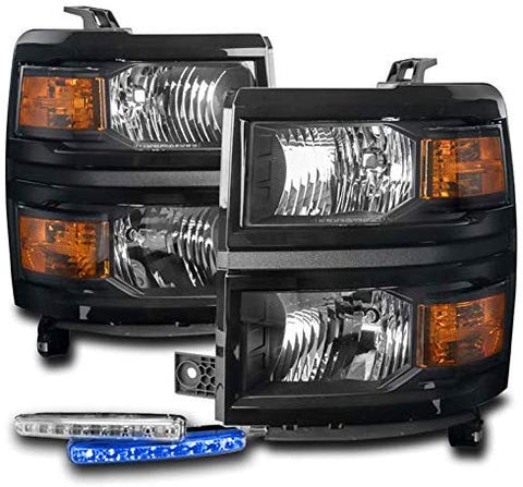 ZMAUTOPARTS Replacement Black Headlights Headlamps with 6
