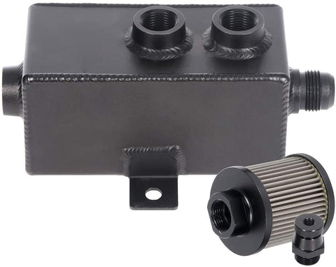 LSAILON Billet Aluminium Racing 1L Engine Oil Catch Can Drain Tap Black Fit for Acura/Honda