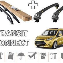 Crown Remanufacturing to fit Ford Transit/Tourneo Connect LWB Roof Rails+Cross Bars 2014+ (Black)