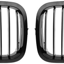 AMOPA Glossy Black M-Color Front Sport Kidney Grille Compatible with 1999-2002 Car E46 2-Door Coupe Cabriolet Pre-Facelift