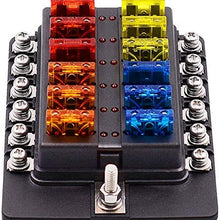 12V 24V Blade Fuse Box Holder 12/6 Ways Modified Fuse Box Terminal Block with LED Warning Light for Car Boat Marine Trike (Color : 12 Ways)