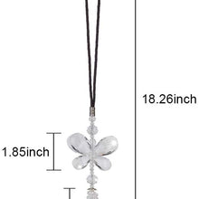 XhuangTech Crystal Butterfly Car Hanging Ornament Car Rear View Mirror Pendant Car Charm Decoration Luck Car Accessories (White Butterfly)