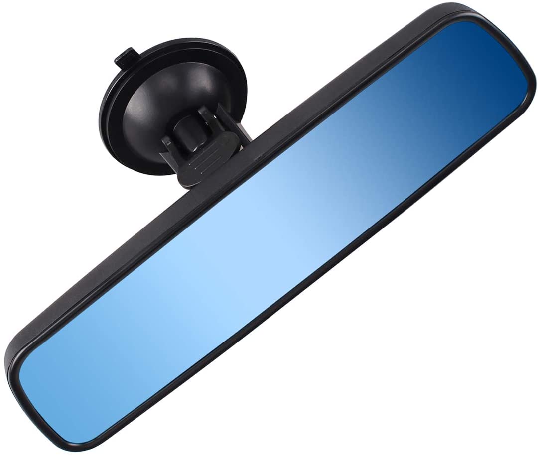 Anti-glare Rear View Mirror, Universal Car Truck Interior RearView Mirror ANTI GLARE Suction Cup Blue Mirror