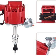 JDMON Compatible with HEI Complete Ignition Distributor Ford SBF Small Block 260 289 302 65k Coil 7500RPM Red Cap 1030213 PE330U JM6502BL JM6502R