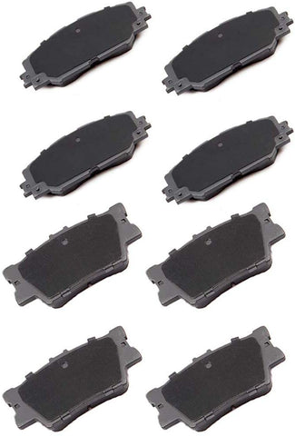 LSAILON Ceramic Brake Pads 8 Pcs Brake Kits Fit for 2010-2012 Lexus HS250h 2006-2013 Toyota RAV4