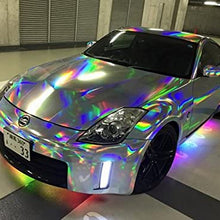 VViViD Silver Holographic Vinyl Wrap Rainbow Finish Roll DIY Air-Release Adhesive Film (6ft x 5ft)