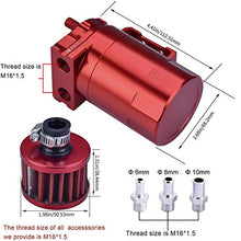 SPEEDWOW Aluminum Oil Catch Can Tank Filter Baffled With Breather Filter And Hose Kit Universal (Red)
